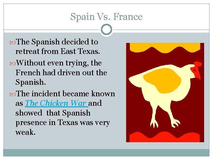 Spain Vs. France The Spanish decided to retreat from East Texas. Without even trying,
