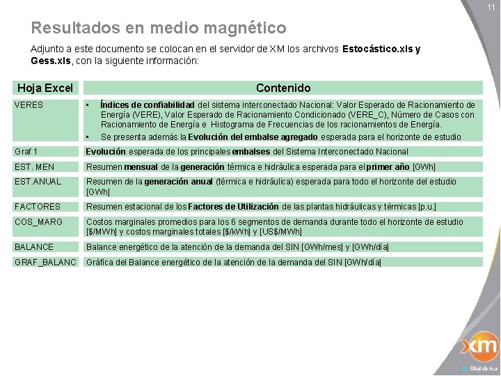 Resultados en medio magnético Adjunto a este documento se colocan en el servidor de