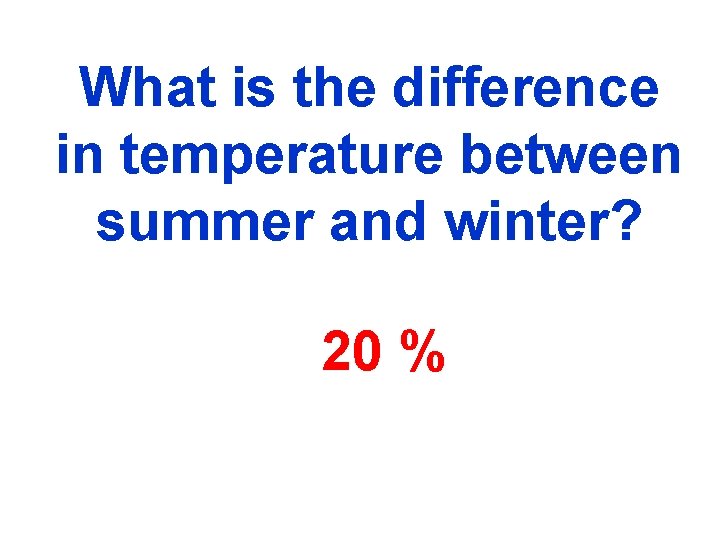 What is the difference in temperature between summer and winter? 20 % 