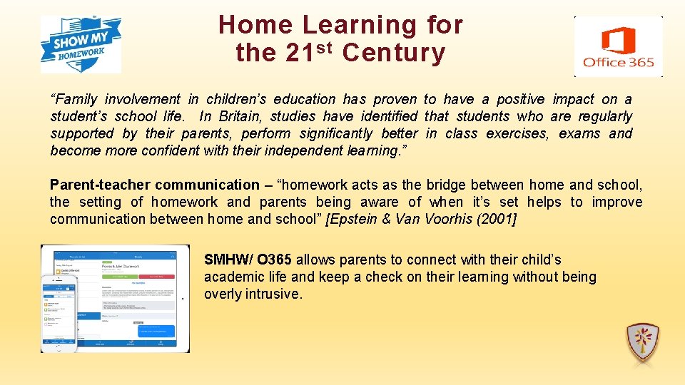 Home Learning for the 21 st Century “Family involvement in children’s education has proven