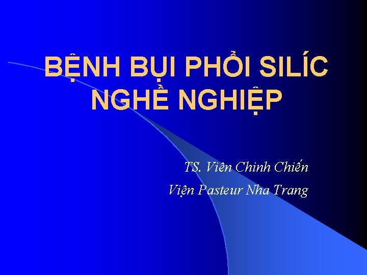 BỆNH BỤI PHỔI SILÍC NGHỀ NGHIỆP TS. Viên Chinh Chiê n Viê n Pasteur