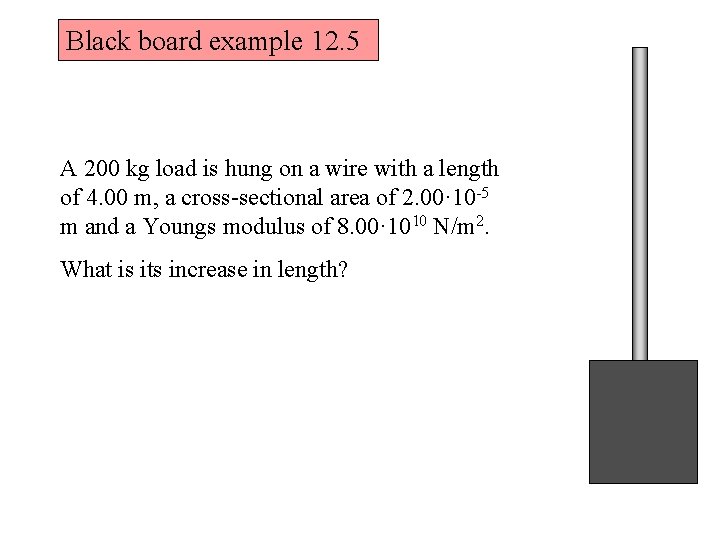 Black board example 12. 5 A 200 kg load is hung on a wire