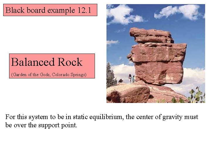 Black board example 12. 1 Balanced Rock (Garden of the Gods, Colorado Springs) For