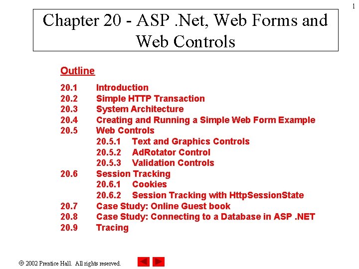 Chapter 20 - ASP. Net, Web Forms and Web Controls Outline 20. 1 20.