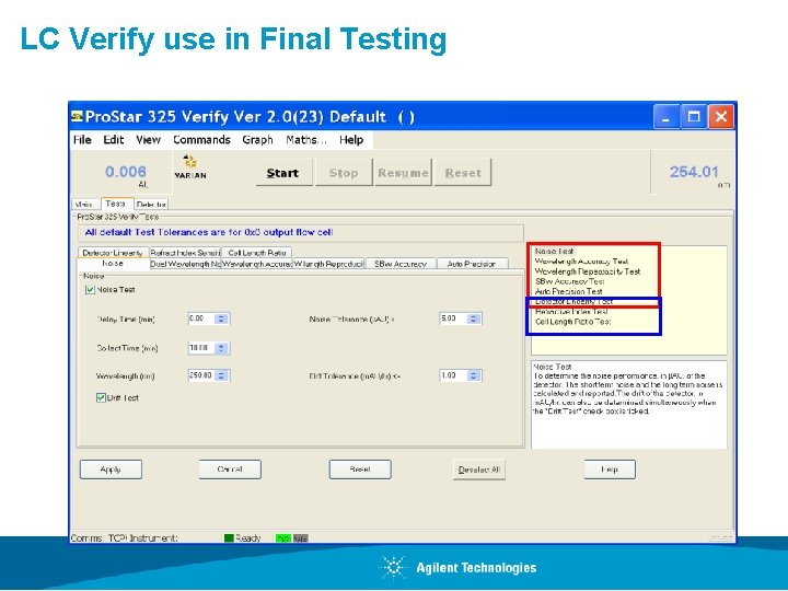 LC Verify use in Final Testing 