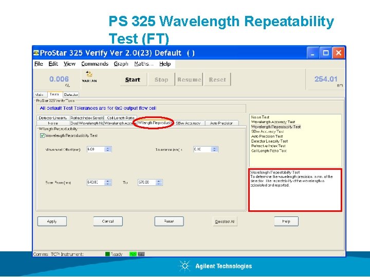 PS 325 Wavelength Repeatability Test (FT) 