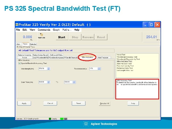 PS 325 Spectral Bandwidth Test (FT) 