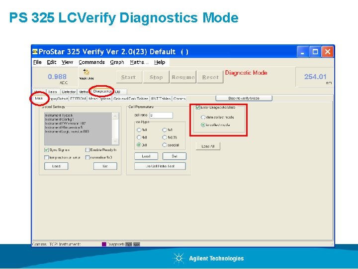 PS 325 LCVerify Diagnostics Mode 