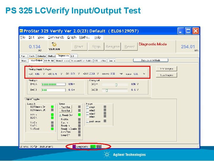 PS 325 LCVerify Input/Output Test 