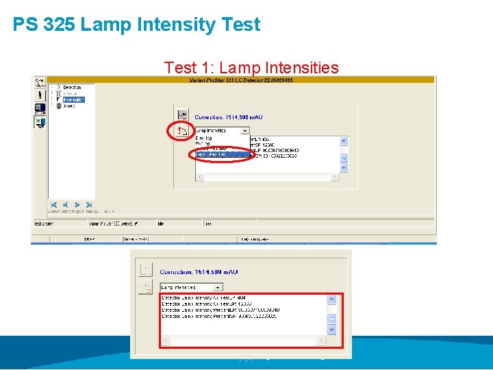 PS 325 Lamp Intensity Test 1: Lamp Intensities 