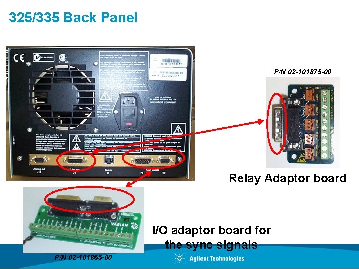 325/335 Back Panel P/N 02 -101875 -00 Relay Adaptor board I/O adaptor board for