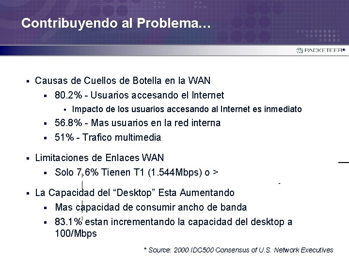 Contribuyendo al Problema… ® § Causas de Cuellos de Botella en la WAN §