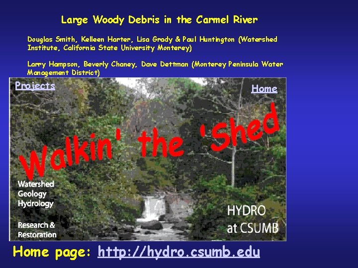 Large Woody Debris in the Carmel River Douglas Smith, Kelleen Harter, Lisa Grady &