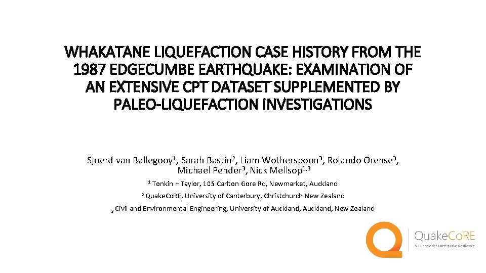 WHAKATANE LIQUEFACTION CASE HISTORY FROM THE 1987 EDGECUMBE EARTHQUAKE: EXAMINATION OF AN EXTENSIVE CPT