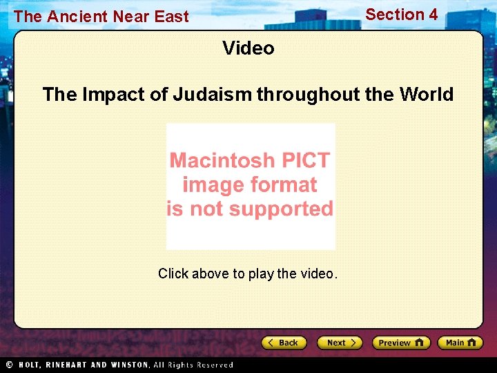 Section 4 The Ancient Near East Video The Impact of Judaism throughout the World