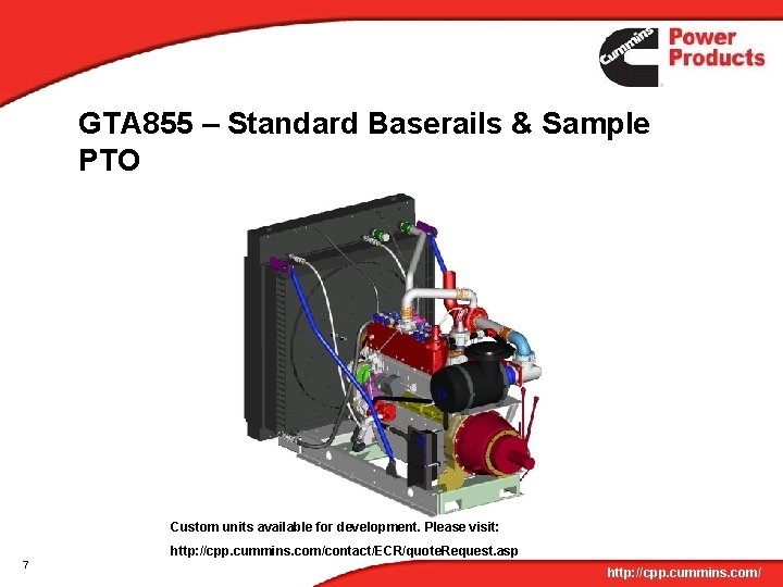 GTA 855 – Standard Baserails & Sample PTO Custom units available for development. Please