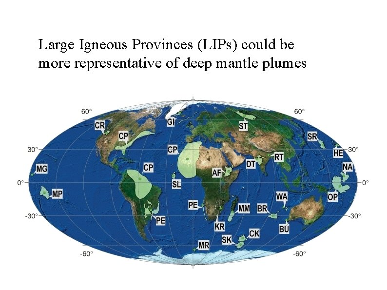 Large Igneous Provinces (LIPs) could be more representative of deep mantle plumes 