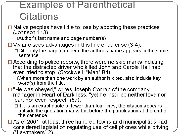 Examples of Parenthetical Citations � Native peoples have little to lose by adopting these Examples of Parenthetical Citations � Native peoples have little to lose by adopting these