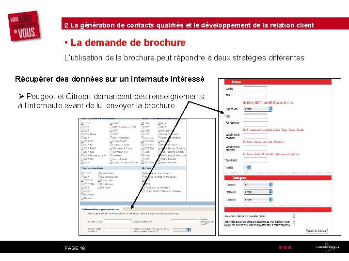 2 La génération de contacts qualifiés et le développement de la relation client •