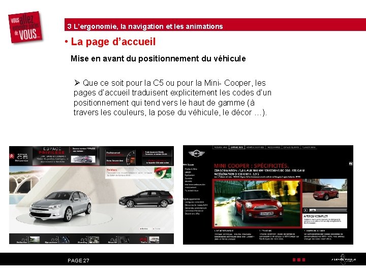 3 L’ergonomie, la navigation et les animations • La page d’accueil Mise en avant