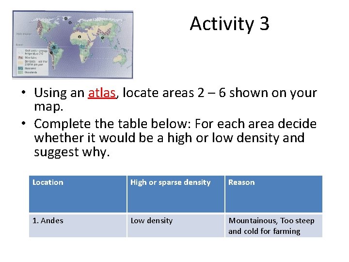 Activity 3 • Using an atlas, locate areas 2 – 6 shown on your Activity 3 • Using an atlas, locate areas 2 – 6 shown on your