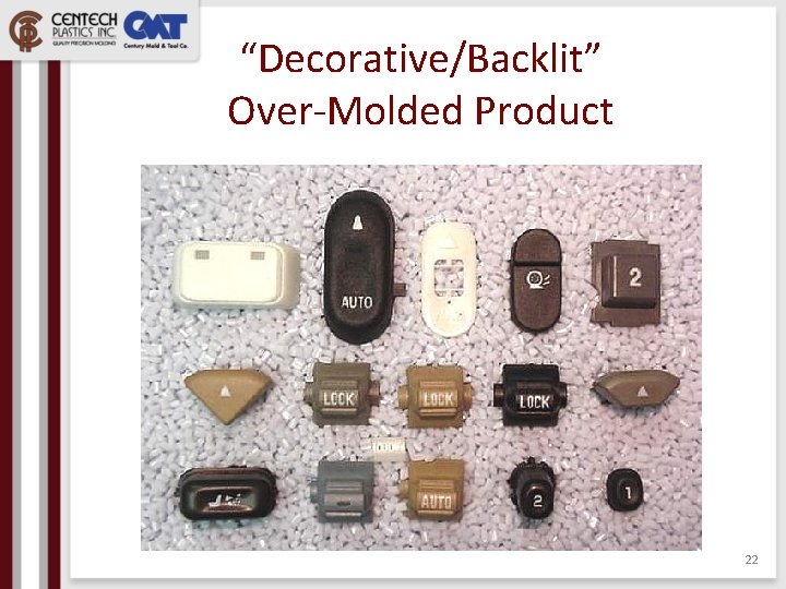 “Decorative/Backlit” Over-Molded Product 22 
