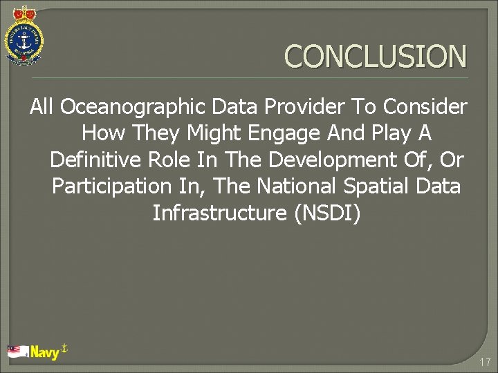 CONCLUSION All Oceanographic Data Provider To Consider How They Might Engage And Play A