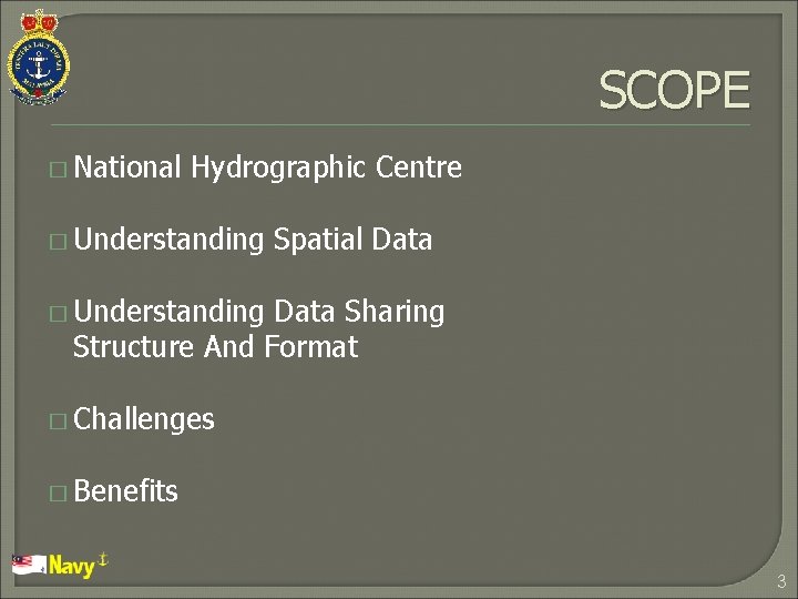 SCOPE � National Hydrographic Centre � Understanding Spatial Data � Understanding Data Sharing Structure