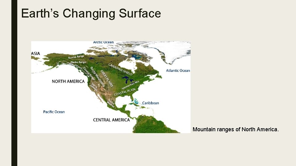 Earth’s Changing Surface Mountain ranges of North America. 