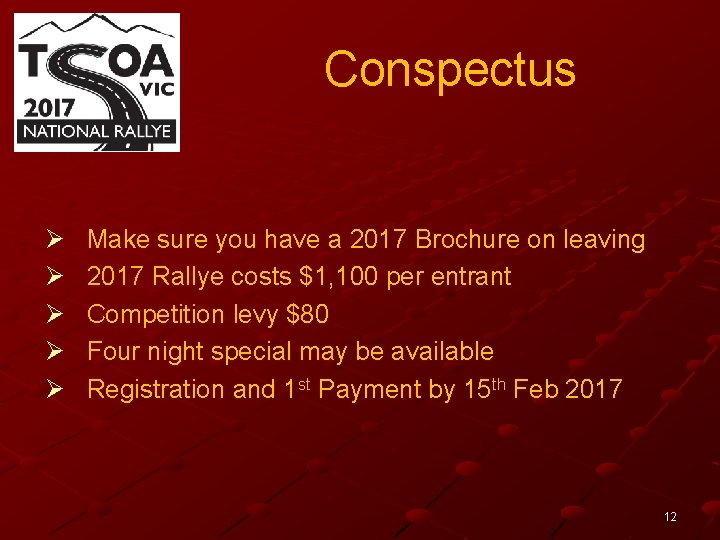 Conspectus Ø Ø Ø Make sure you have a 2017 Brochure on leaving 2017