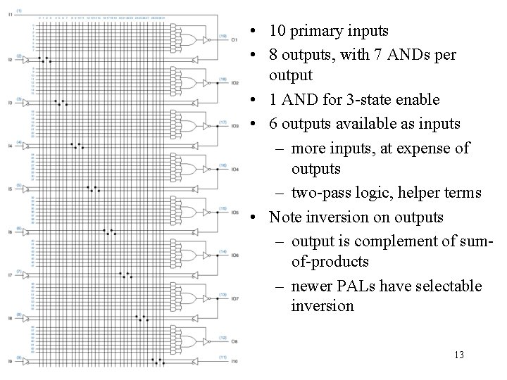  • 10 primary inputs • 8 outputs, with 7 ANDs per output •
