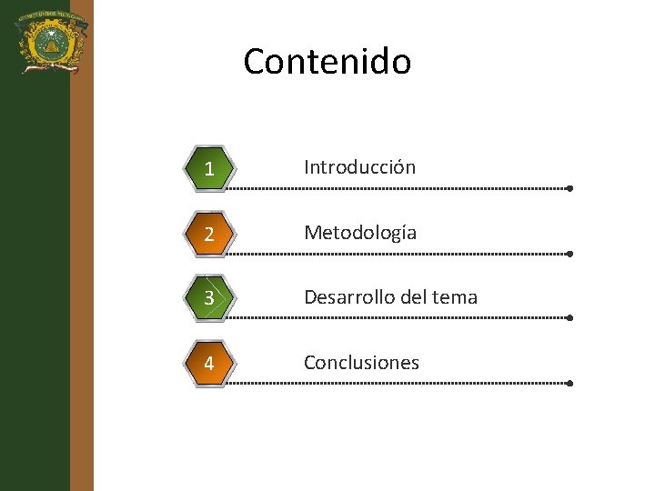 Contenido 1 Introducción 2 Metodología 3 Desarrollo del tema 4 Conclusiones 