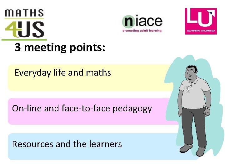 3 meeting points: Everyday life and maths On-line and face-to-face pedagogy Resources and the