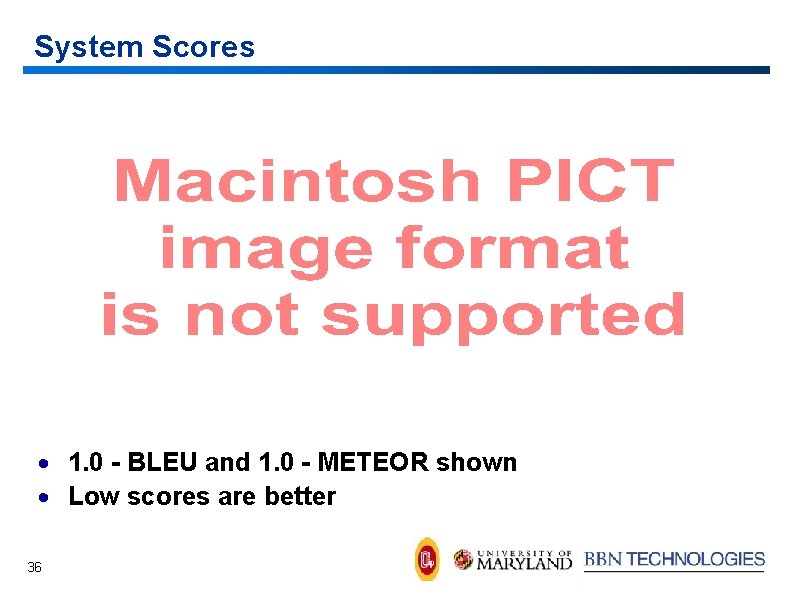 System Scores · 1. 0 - BLEU and 1. 0 - METEOR shown ·