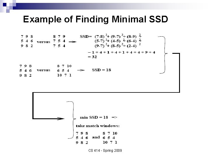 Example of Finding Minimal SSD CS 414 - Spring 2009 