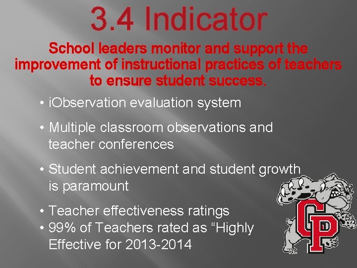 3. 4 Indicator School leaders monitor and support the improvement of instructional practices of