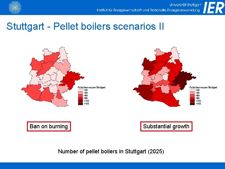 Stuttgart - Pellet boilers scenarios II Ban on burning Substantial growth Number of pellet