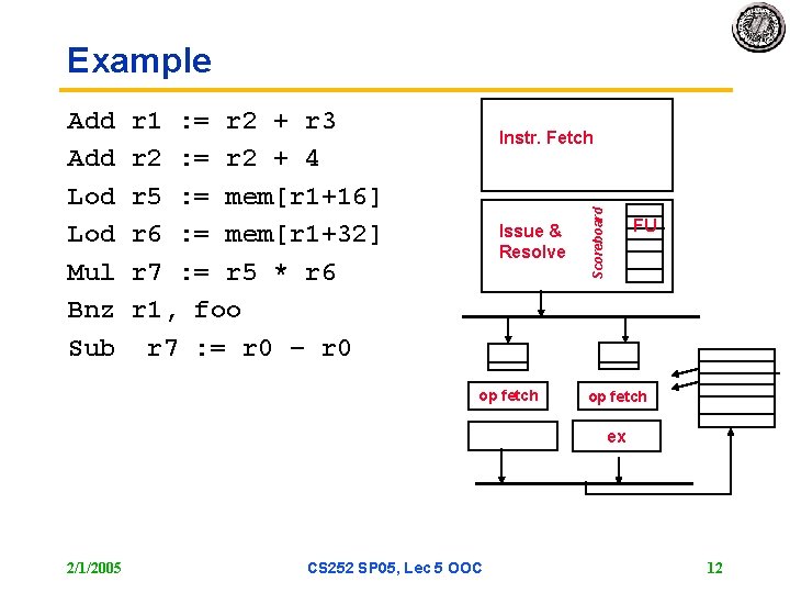 Example r 1 : = r 2 + r 3 r 2 : =