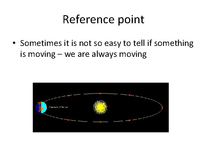 Reference point • Sometimes it is not so easy to tell if something is