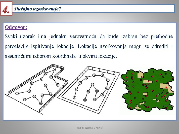 4. Slučajno uzorkovanje? Odgovor: Svaki uzorak ima jednaku verovatnoću da bude izabran bez prethodne