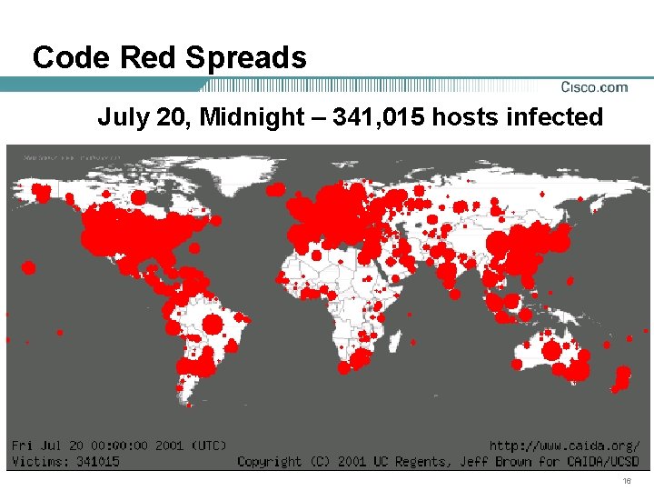 Code Red Spreads July 20, Midnight – 341, 015 hosts infected 16 