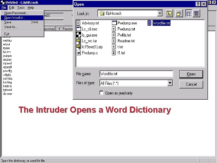 The Intruder Opens a Word Dictionary 9 