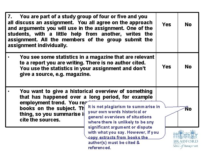 7. You are part of a study group of four or five and you