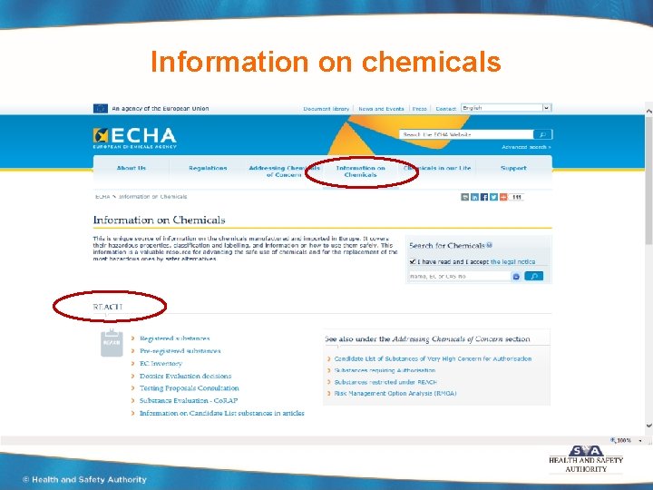 Information on chemicals 