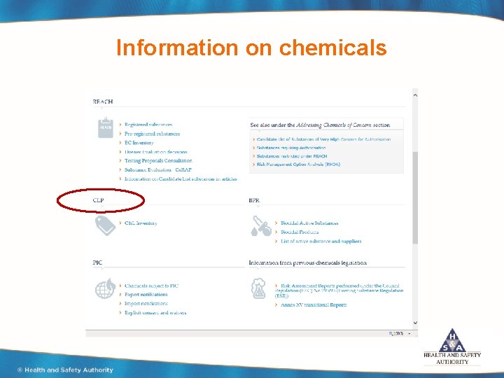 Information on chemicals 