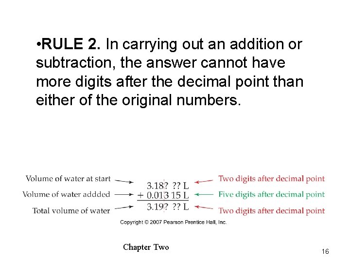  • RULE 2. In carrying out an addition or subtraction, the answer cannot