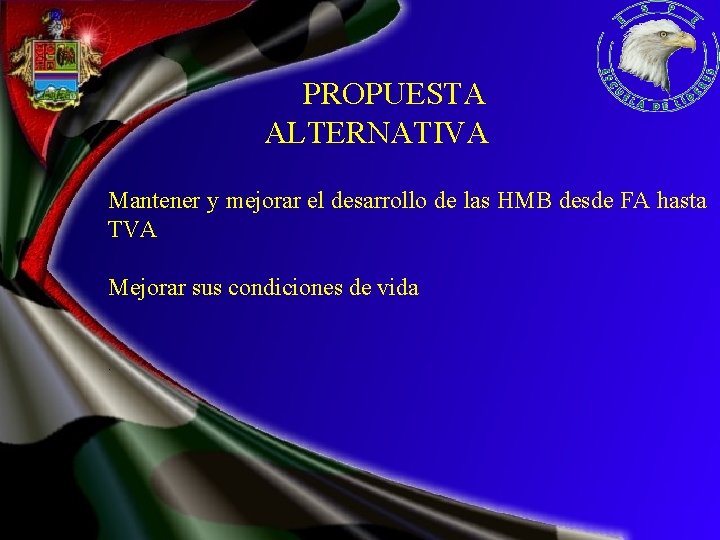 PROPUESTA ALTERNATIVA Mantener y mejorar el desarrollo de las HMB desde FA hasta TVA