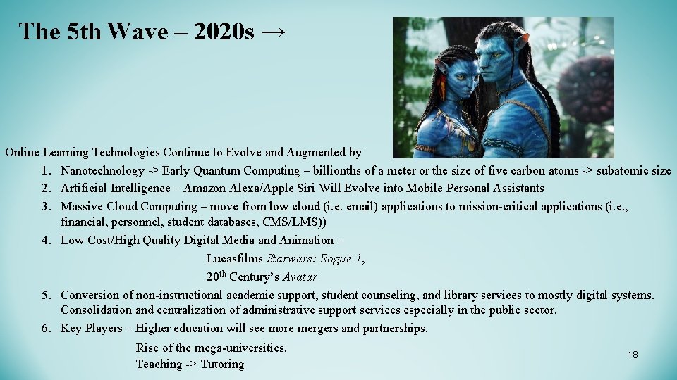 The 5 th Wave – 2020 s → Online Learning Technologies Continue to Evolve