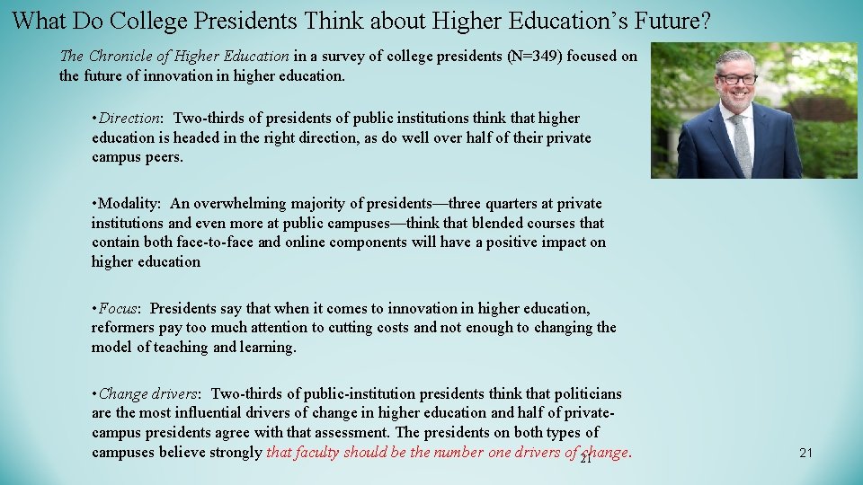 What Do College Presidents Think about Higher Education’s Future? The Chronicle of Higher Education