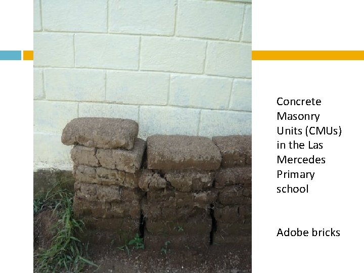 Concrete Masonry Units (CMUs) in the Las Mercedes Primary school Adobe bricks 